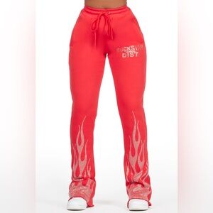 Anastesia Red Stacked Track Pant